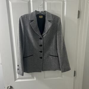 Caslon Blazer Women's S Tweed Black and White Open Front Pockets Career Jacket